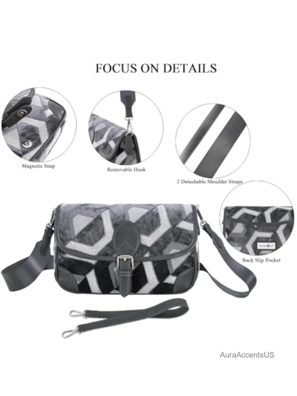 Women's Satchel Bag Crossbody Zipper Closure Patchwork Handbags with 2